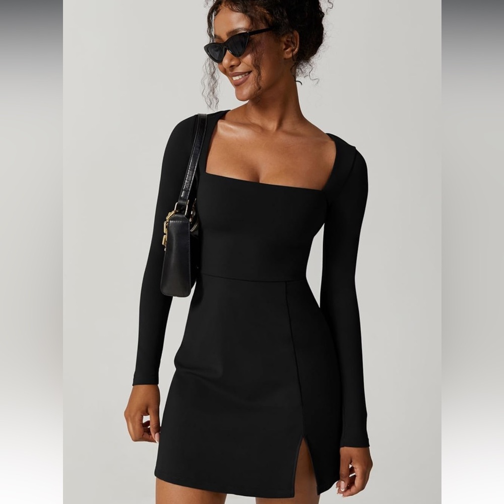 Women’s Square Neck Long Sleeve Mini Dress